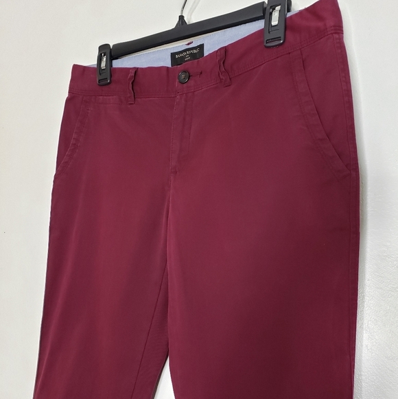 Banana Republic Ryan Fit Maroon Slacks Pants Mid Rise Crop Ankle Womens Ankle - Picture 2 of 15